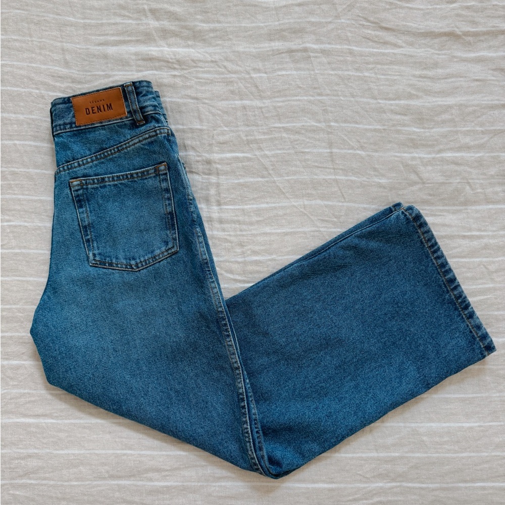 Sezane Blue High-Rise Wide-Leg Jeans - Picture 2 of 6
